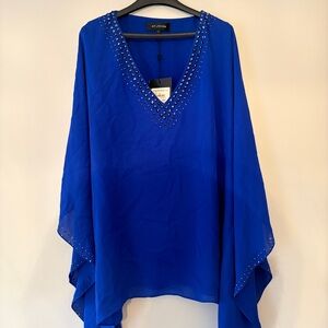 Beautiful Cobalt Blue St John Studded Poncho Top